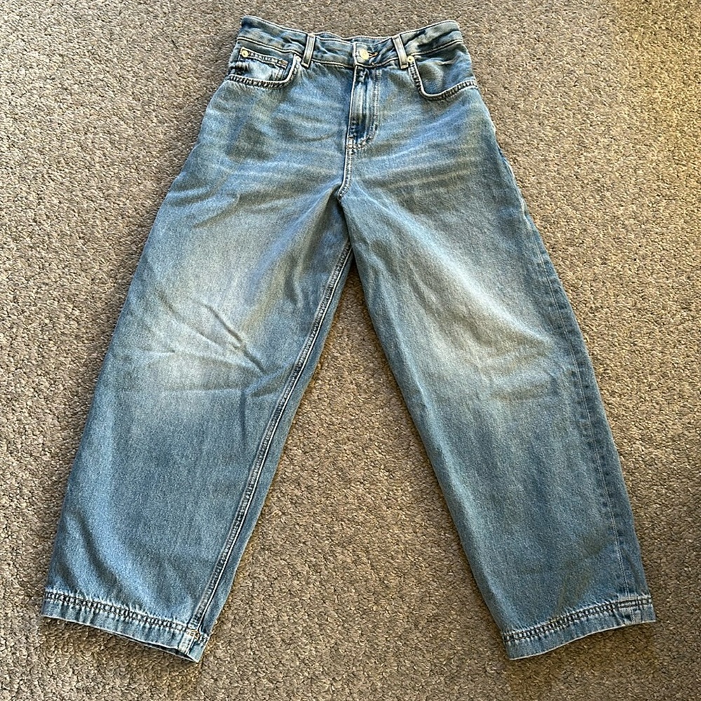 Zara High Waist Mom Blue Denim Jeans